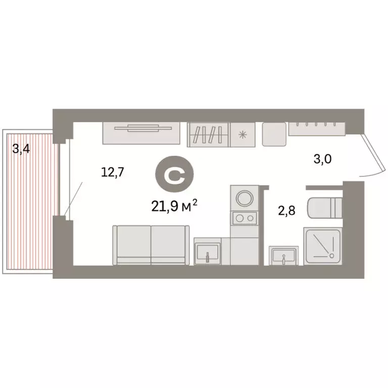 Квартира-студия: Екатеринбург, жилой район Сортировочный, микрорайон ... - Фото 2