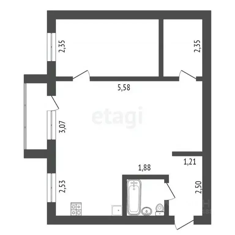 2-к кв. Амурская область, Благовещенск ул. Чайковского, 197 (43.0 м) - Фото 1
