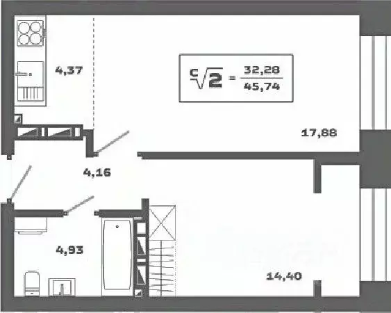 2-к кв. Новосибирская область, Новосибирск Аэропорт мкр,  (45.74 м) - Фото 0