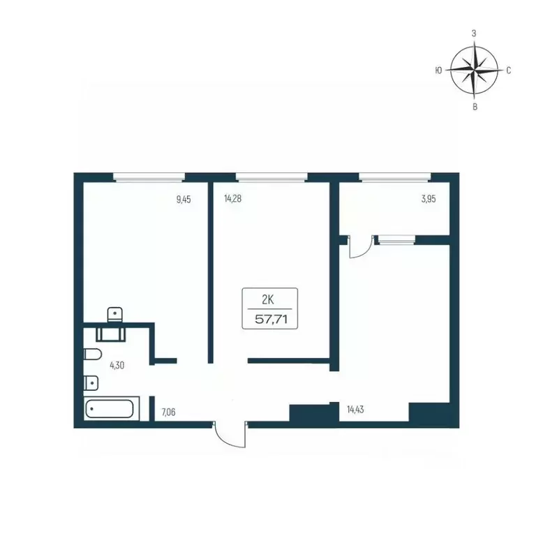 2-к кв. Ленинградская область, Всеволожский район, Заневское городское ... - Фото 1