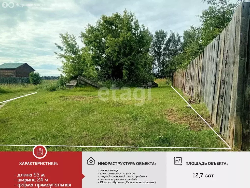 Участок в округ Муром, деревня Вареж, Морозовская улица (1274 м) - Фото 0