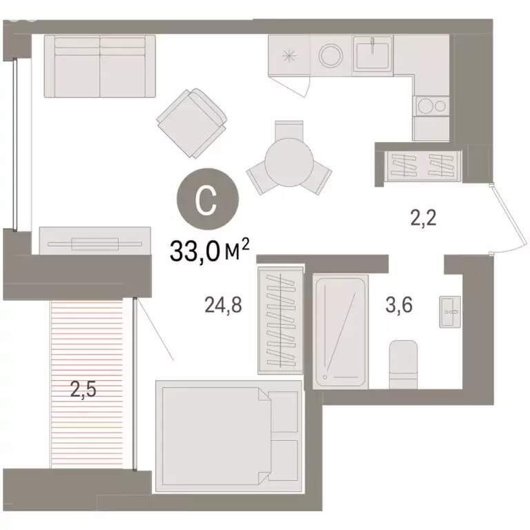 Квартира-студия: Тюмень, Урайская улица (33 м) - Фото 1