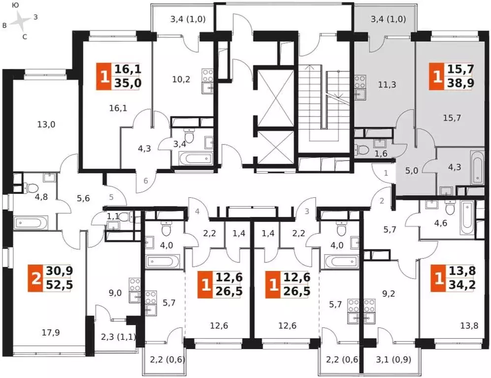 Квартира, 1 комната, 38.9 м - Фото 1