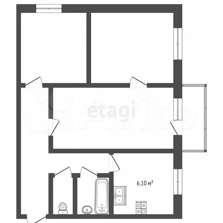 3-к. квартира, 50 м, 2/5 эт. - Фото 0