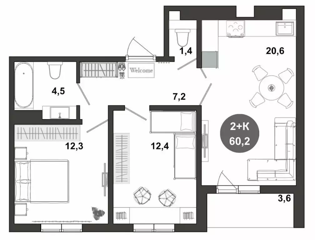 2-комнатная квартира: Оренбург, улица Лабужского, 17 (60.2 м) - Фото 1
