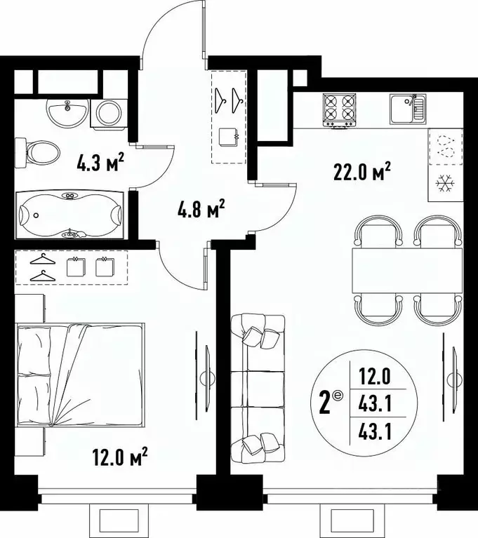 2-к кв. Астраханская область, Астрахань ул. Бэра, 29 (43.1 м) - Фото 1