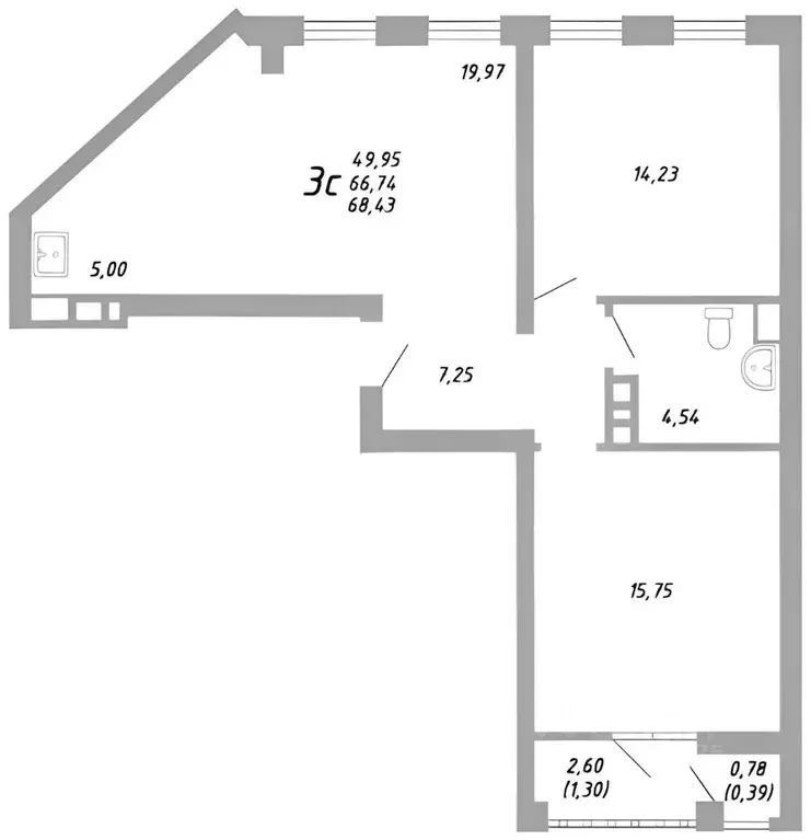 3-к кв. Челябинская область, Челябинск ул. Елькина, 91 (68.6 м) - Фото 2