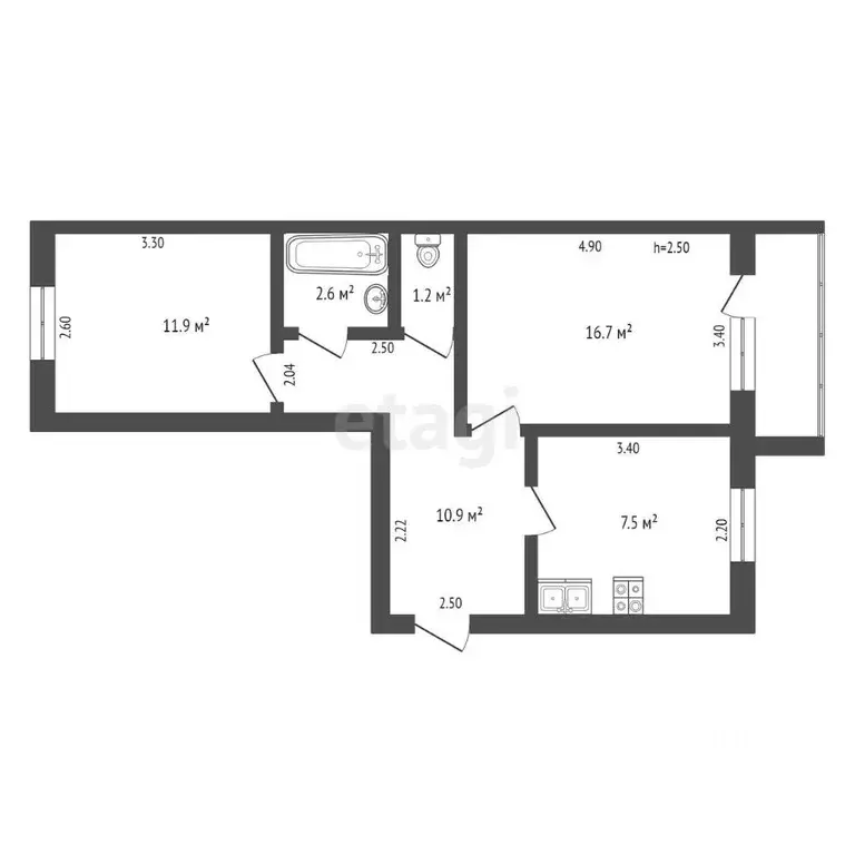 2-к кв. Белгородская область, Алексеевка ул. Фрунзе, 5 (50.8 м) - Фото 1