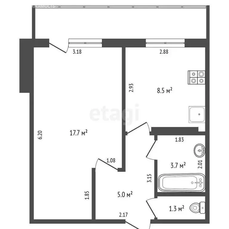1-комнатная квартира: Стерлитамак, улица Карла Маркса, 102 (30.1 м) - Фото 0