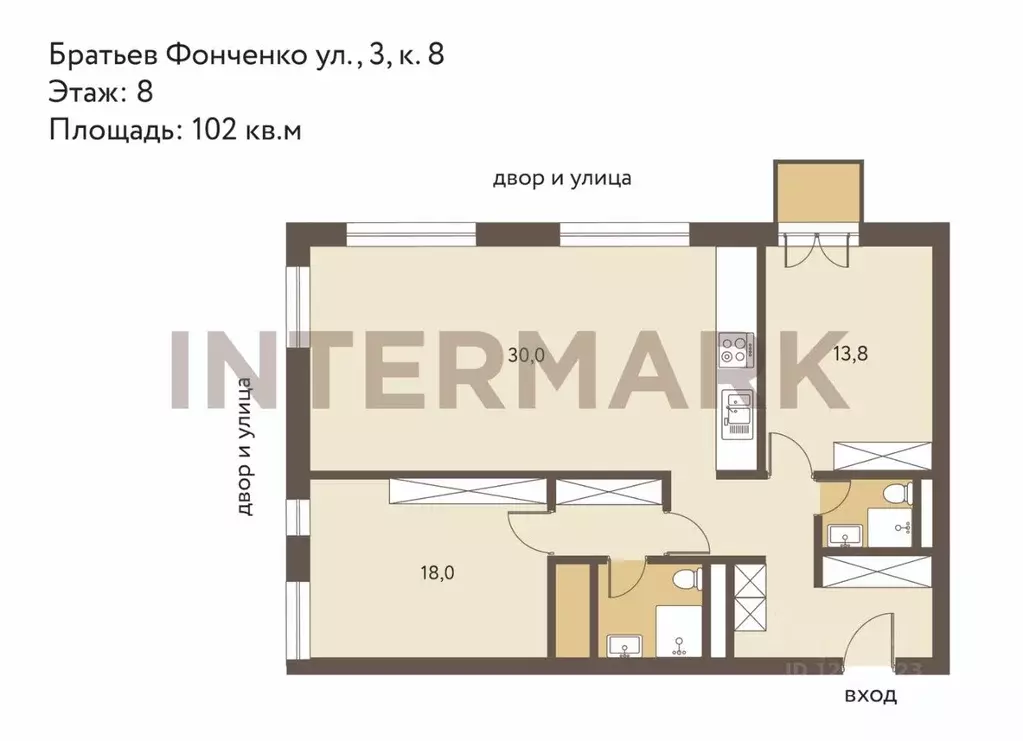 3-к кв. Москва ул. Братьев Фонченко, 1к8 (102.0 м) - Фото 1