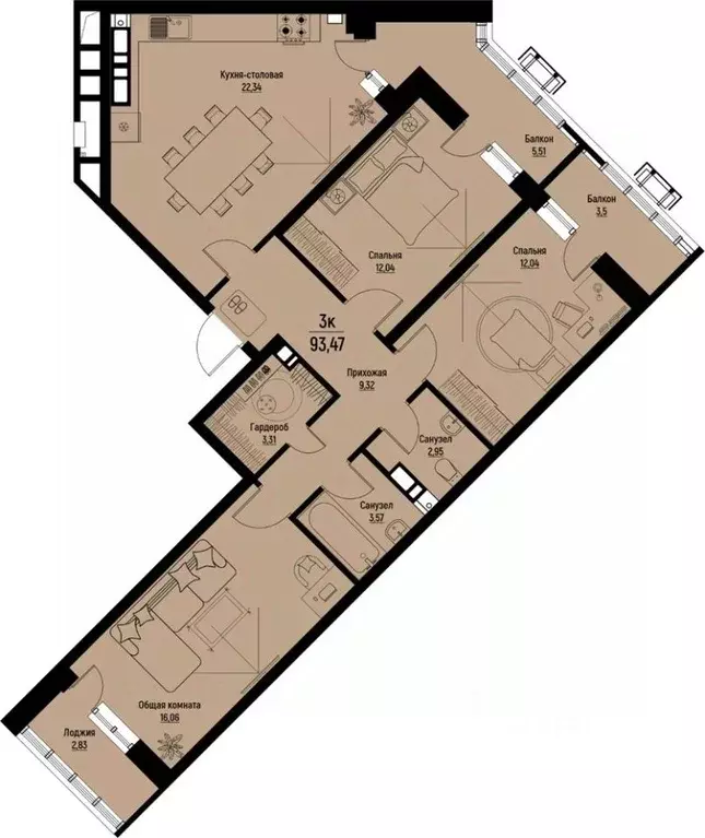 3-к кв. Ставропольский край, Пятигорск Скачки мкр,  (93.47 м) - Фото 0