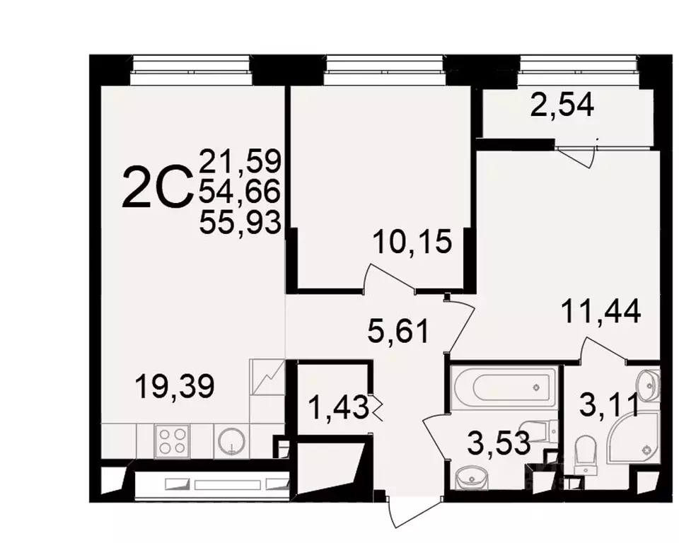 2-к кв. Рязанская область, Рязань ул. Чкалова (54.66 м) - Фото 1