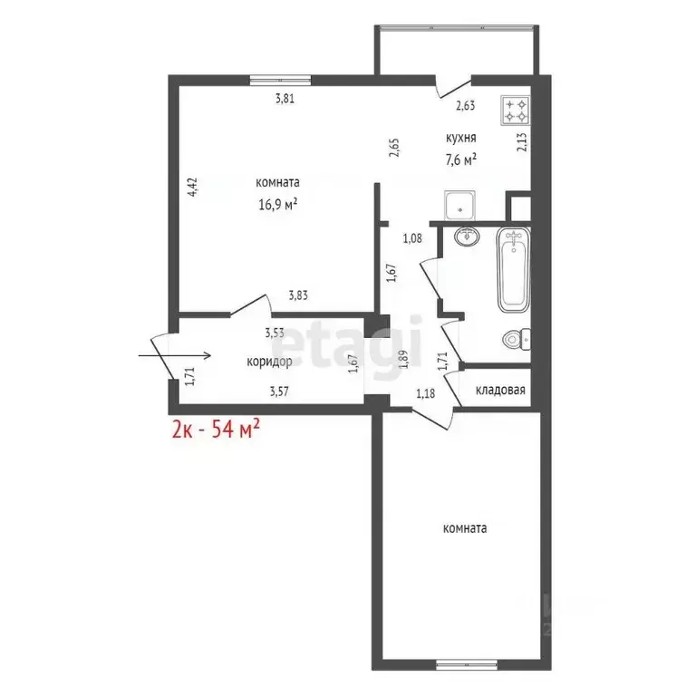 2-к кв. Свердловская область, Екатеринбург ул. Минометчиков, 62 (54.0 ... - Фото 2
