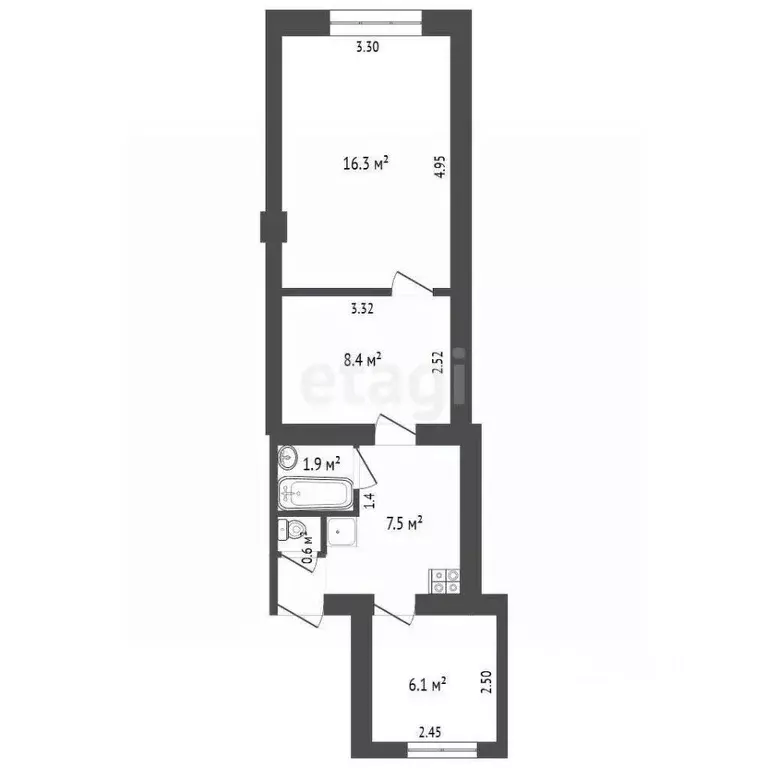 3-к кв. Ростовская область, Ростов-на-Дону ул. Мечникова, 120А (41.0 ... - Фото 2