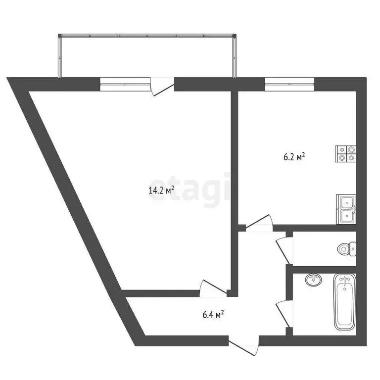 1-комнатная квартира: Омск, улица Химиков, 32 (33.1 м) - Фото 1