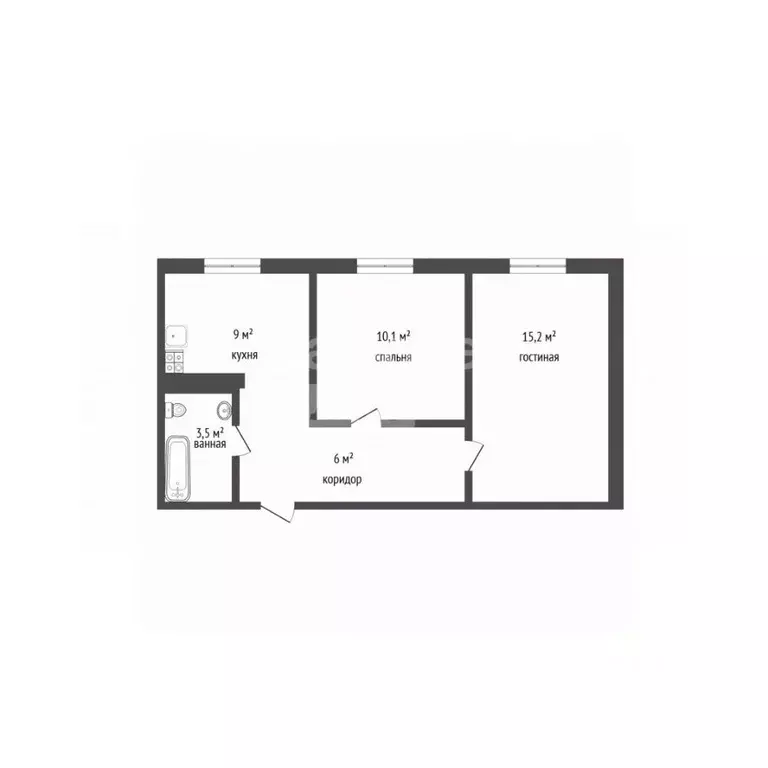 2-к кв. Ханты-Мансийский АО, Сургут ул. Лермонтова, 5/2 (43.8 м) - Фото 1