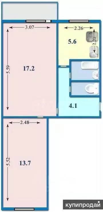 2-к кв. Вологодская область, пос. Ермаково ул. Кольцевая, 15 (44.0 м) - Фото 2