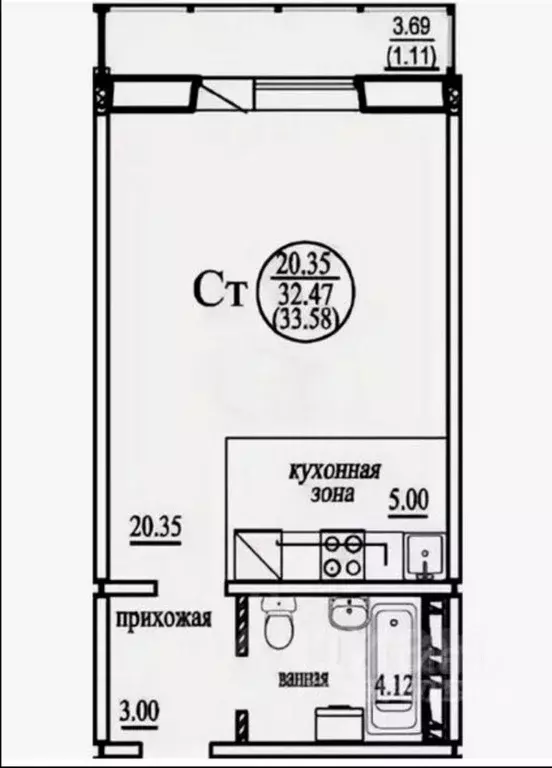 Студия Новосибирская область, Новосибирск ул. Плющихинская, 11 (34.0 ... - Фото 1