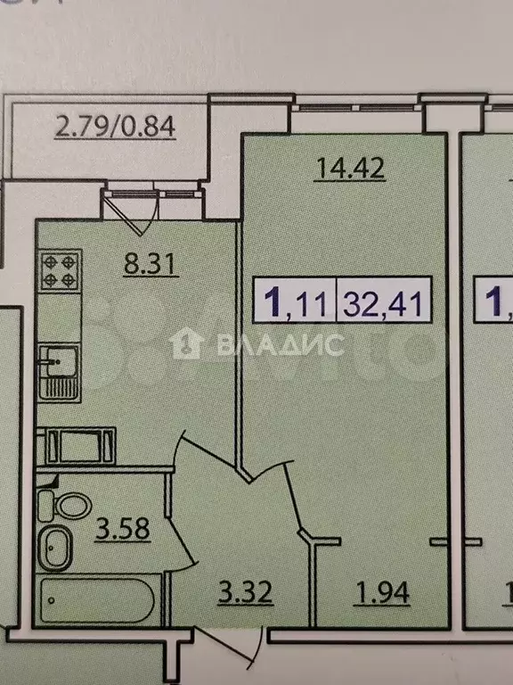 1-к. квартира, 33,1 м, 7/17 эт. - Фото 0