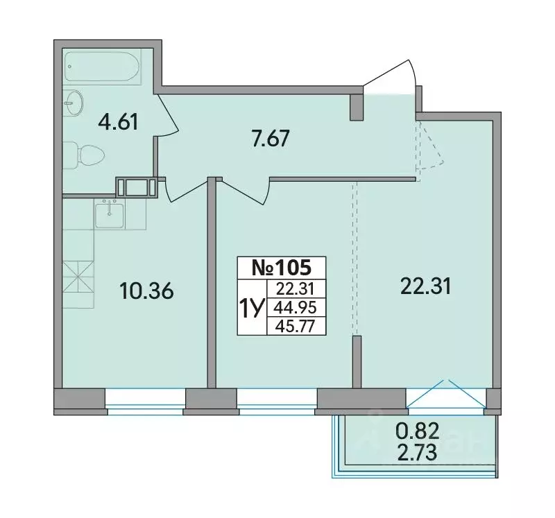 1-к кв. Ленинградская область, Всеволожский район, Агалатовское с/пос, ... - Фото 1