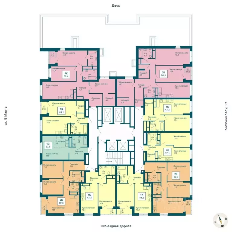 1-к кв. Свердловская область, Екатеринбург ул. 8 Марта, 197 (43.3 м) - Фото 1