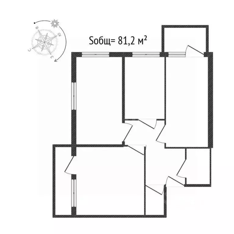 3-к кв. Брянская область, Брянск ул. Софьи Перовской, 38 (81.2 м) - Фото 2