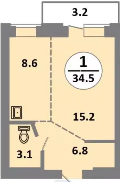Продаётся 1-к квартира, 34.7 м - Фото 0