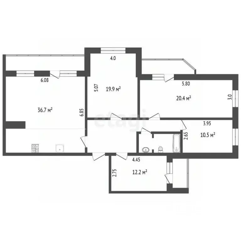 4-к кв. Белгородская область, Белгород ул. Калинина, 1 (120.0 м) - Фото 2