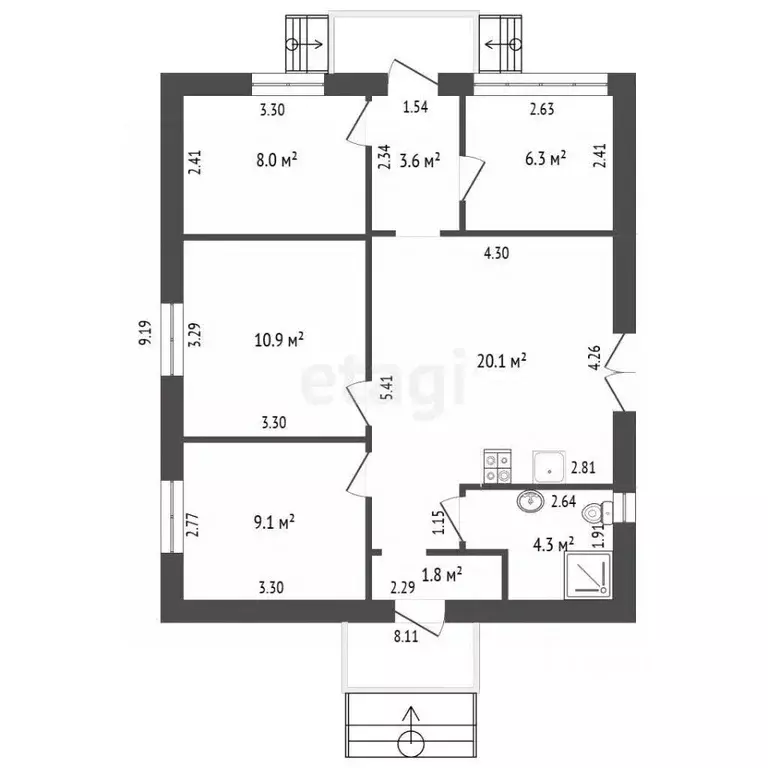 Дом в Крым, Сакский район, Новофедоровка пгт ул. Строителей (210 м) - Фото 1