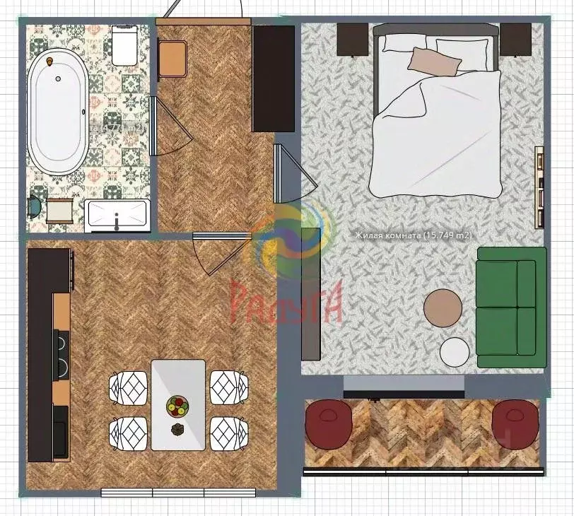 1-к кв. Ивановская область, Иваново пер. Белинского, 6 (42.79 м) - Фото 2