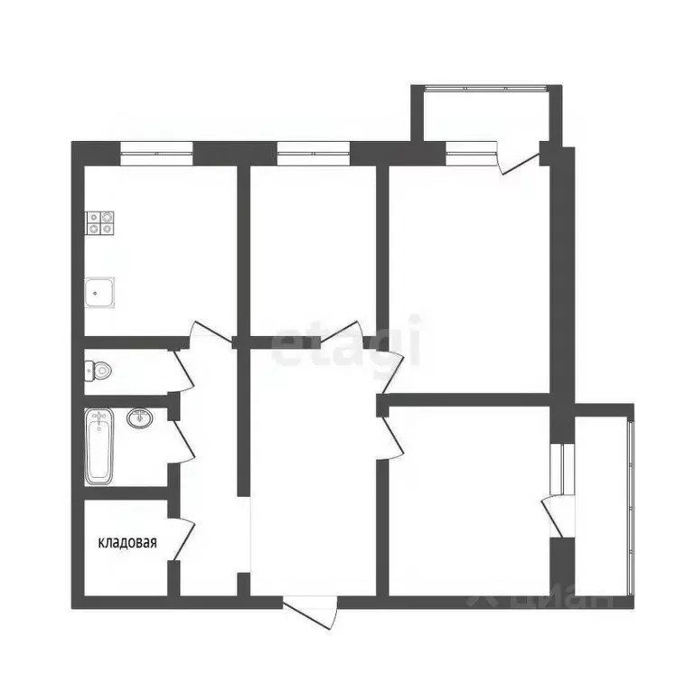 3-к кв. Коми, Ухта ул. Куратова, 4 (62.0 м) - Фото 1