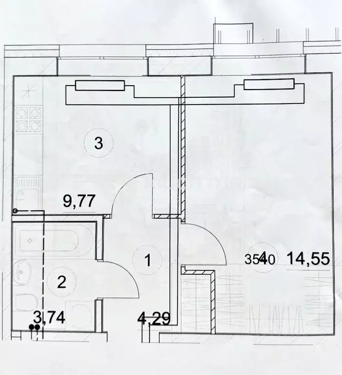 1-к кв. Татарстан, Казань ул. Анаса Тазетдинова, 4 (32.35 м) - Фото 2