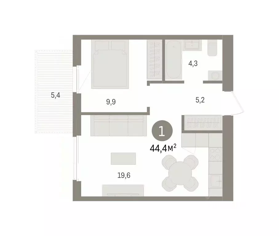 1-к кв. Новосибирская область, Новосибирский район, Краснообск рп, 3-й ... - Фото 1