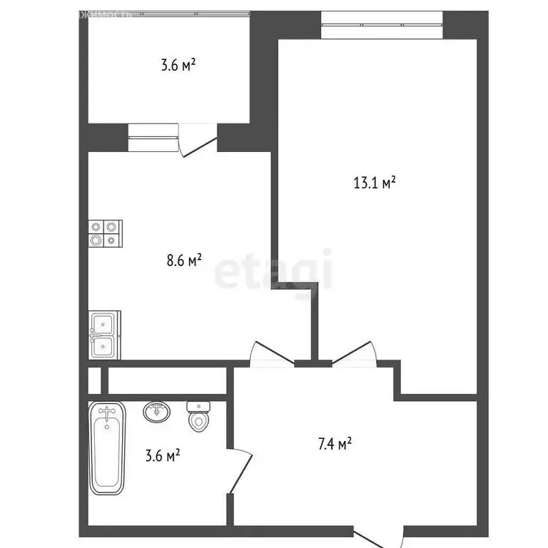1-комнатная квартира: Тюмень, Дамбовская улица, 29к1 (32.9 м) - Фото 0