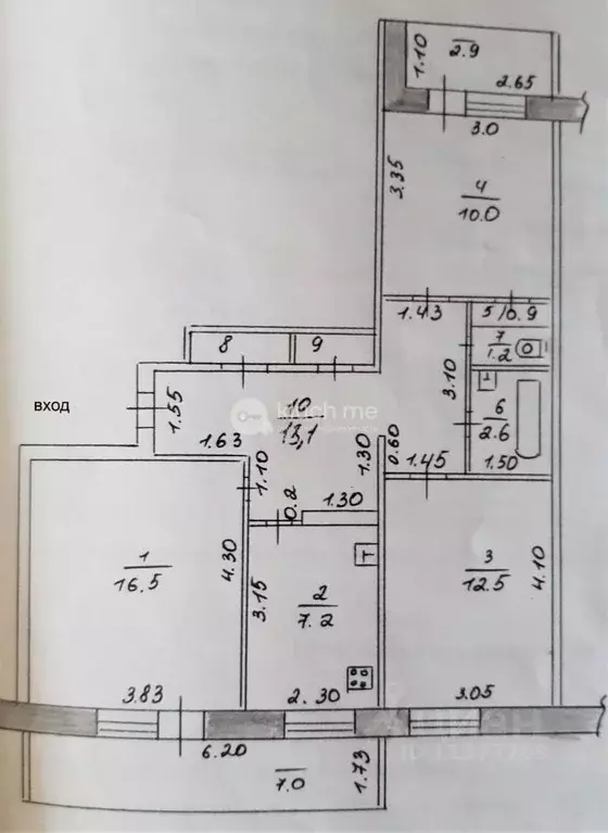 3-к кв. Татарстан, Казань ул. Рихарда Зорге, 121 (65.8 м) - Фото 1