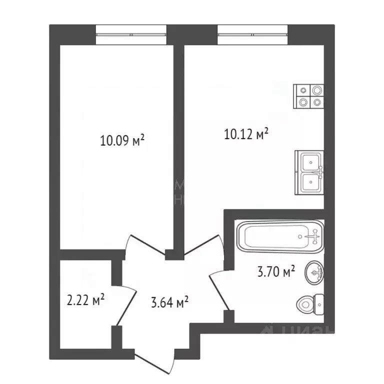 1-к кв. Тюменская область, Тюмень ул. Тимофея Чаркова, 79 (35.0 м) - Фото 1