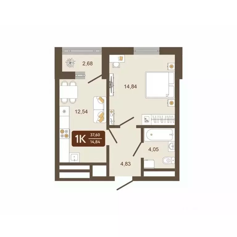 1-к кв. Кемеровская область, Новокузнецк Макеевская ул. (37.6 м) - Фото 1