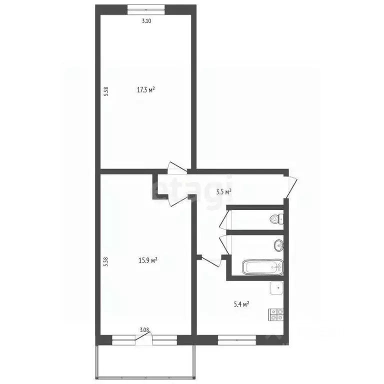 2-к кв. Тюменская область, Тюмень Таврическая ул., 10 (47.9 м) - Фото 2