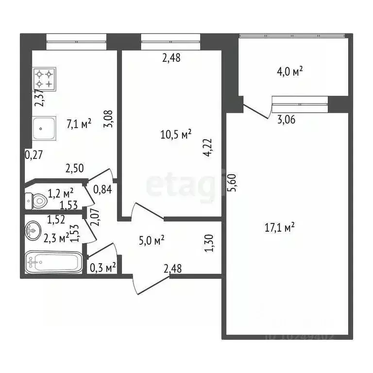 2-к кв. Башкортостан, Уфа ул. Менделеева, 9/1 (45.0 м) - Фото 1