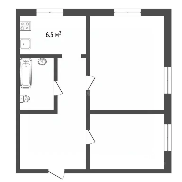 2-к кв. Тамбовская область, Тамбов Пролетарская ул., 273 (46.6 м) - Фото 1