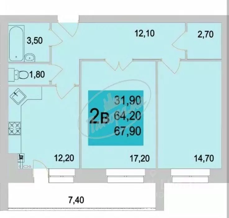 2-к кв. Калужская область, Калуга Резванская ул., 5 (68.0 м) - Фото 2