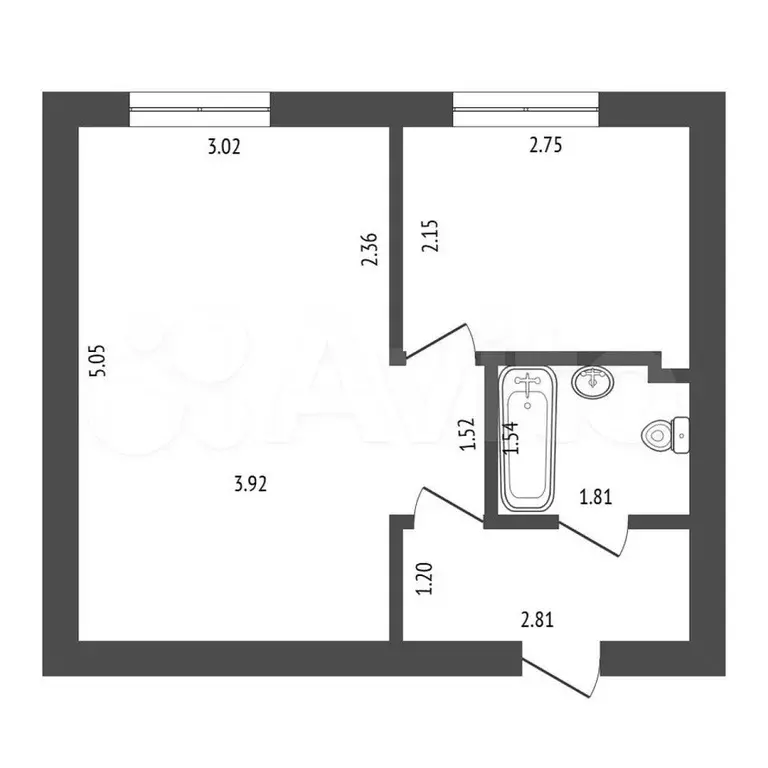 1-к. квартира, 29,5 м, 5/5 эт. - Фото 0