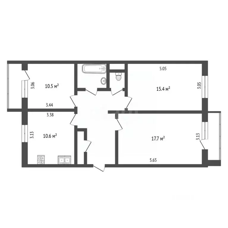 3-к кв. Омская область, Омск Куломзинская ул., 70 (68.6 м) - Фото 2