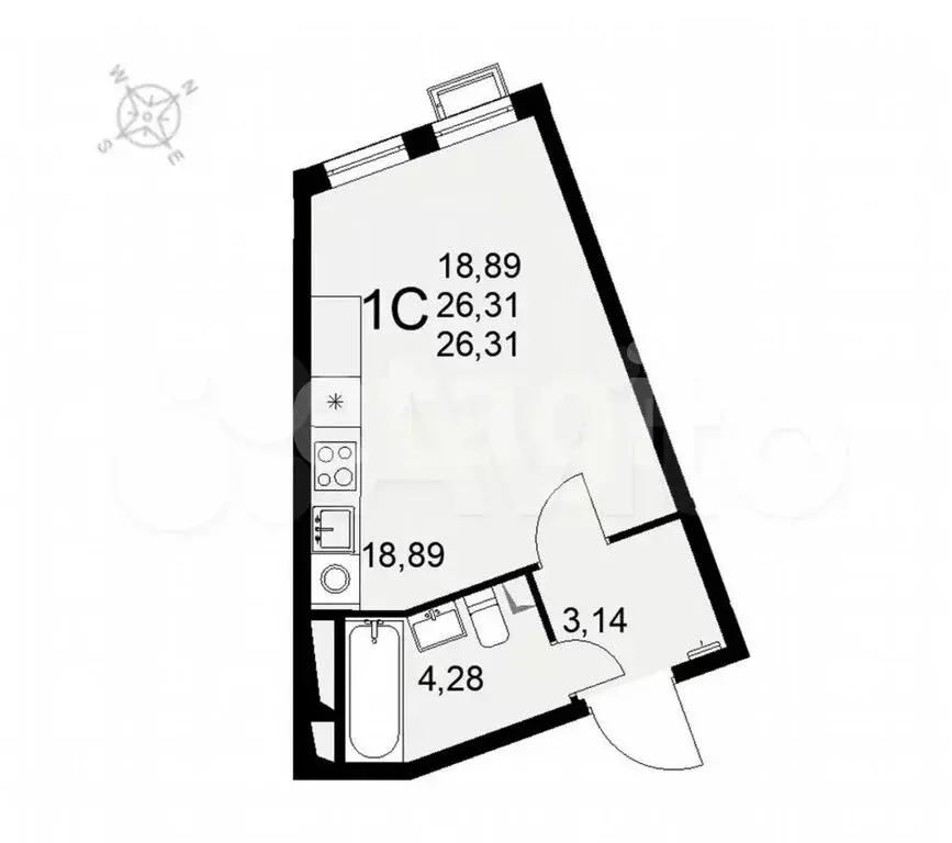 Квартира-студия: Тула, улица Фёдора Смирнова, 2к1 (26.3 м) - Фото 1