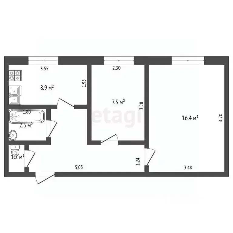 1-к кв. Саха (Якутия), Якутск ул. Газовиков, 19 (44.0 м) - Фото 1