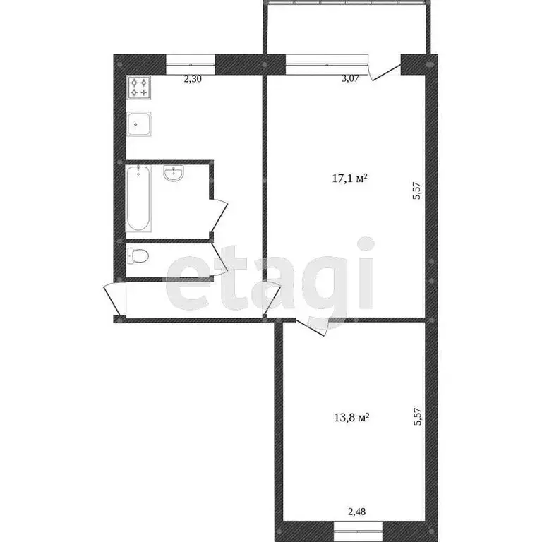 2-комнатная квартира: Тобольск, микрорайон 7А, 15 (45 м) - Фото 1