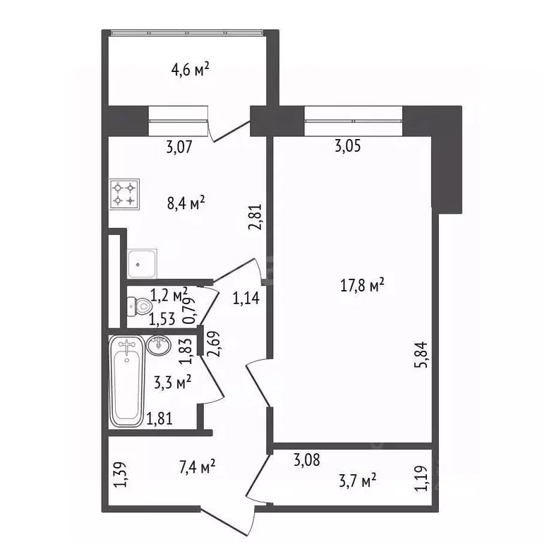 1-к кв. Башкортостан, Уфа ул. Маршала Жукова, 2 (41.8 м) - Фото 2