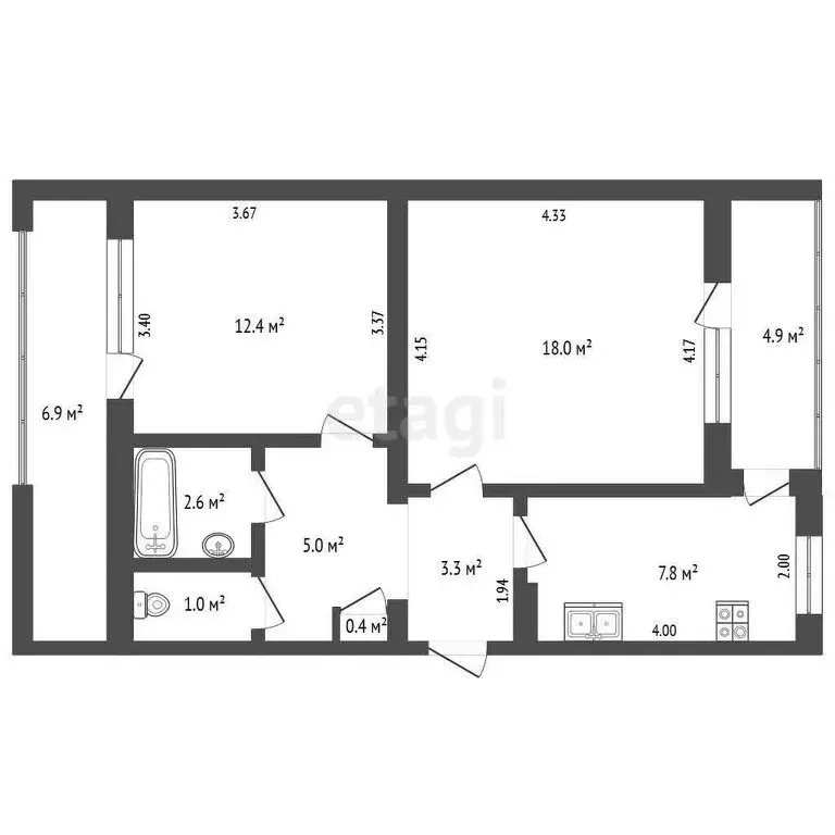 2-комнатная квартира: Севастополь, улица Генерала Мельника, 7 (56.5 м) - Фото 0