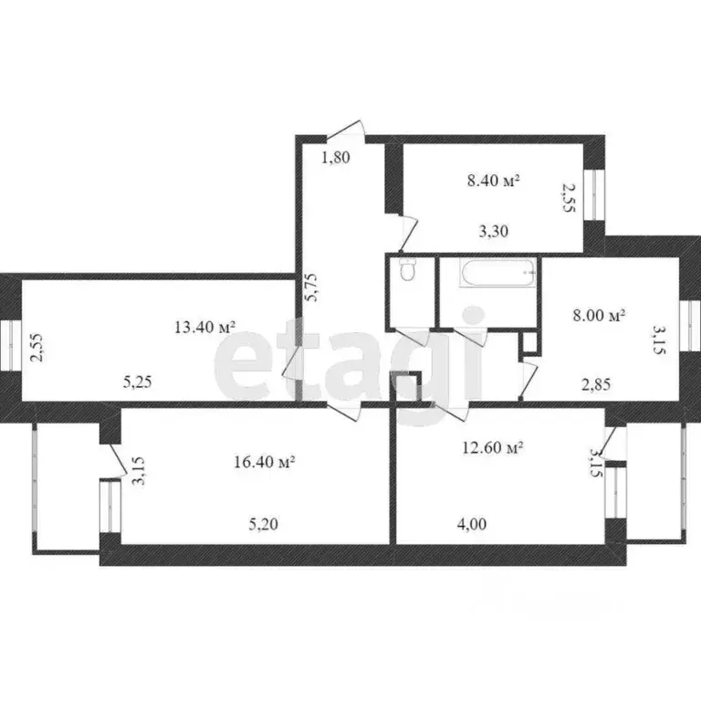 4-к кв. Белгородская область, Белгород ул. Щорса, 38 (83.0 м) - Фото 2