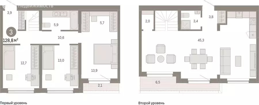 3-комнатная квартира: Новосибирск, Большевистская улица, с49 (128.82 ... - Фото 1